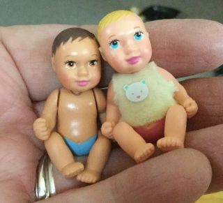 Mattel Happy Family Barbie Babies Blonde/brunette Cuties Htf
