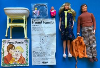 Remco Proud Family Dolls & Accessories Mom Dad Baby 1978 Vintage