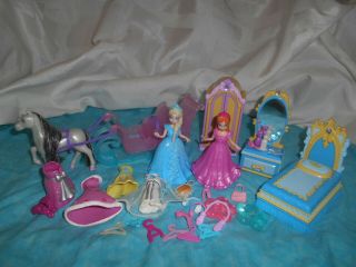 Polly Pocket Disney Princess Frozen Elsa Ariel Sleigh Horse Furniture More