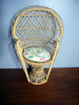 Wicker Doll Chair Craft Fan Peacock Sultan 16 " Fits American Girl With Cushion