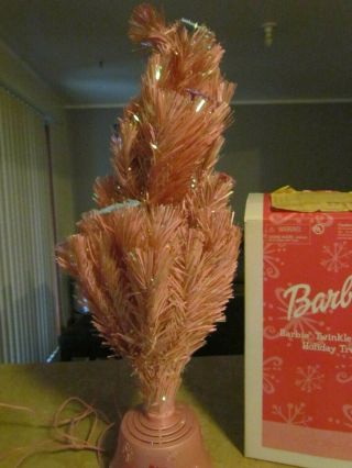 Barbie Twinkle Fiber Optic Lights Holiday Christmas Tree 2002 Avon Pink