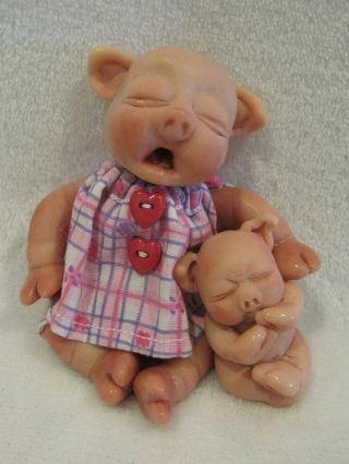 Ooak Polymer Clay Piglets