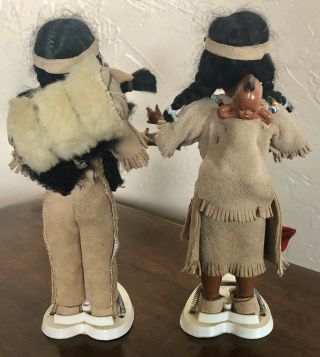 Vintage 7 1/2” Carlson Dolls Souvenir Man Woman Papoose Indian Native American