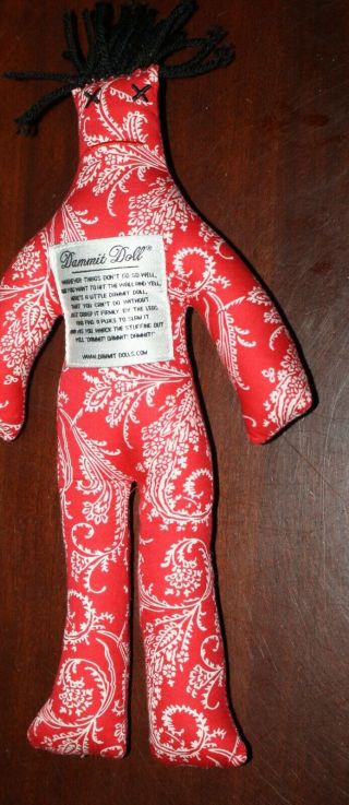 Stress Relief Doll Joke Gag 12 " Dammit Doll Red & White Floral Plush