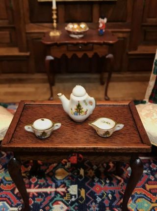 Dollhouse Miniature Artisan Jo Parker 3 Pc Christmas Tea Set
