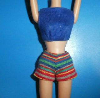 Vintage Barbie Doll - Vintage Barbie Pak Knit Blue Top And Striped Shorts