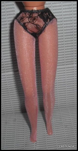 Lingerie Barbie Doll Escada Black Built In Panties Shimmery Pantyhose Stockings