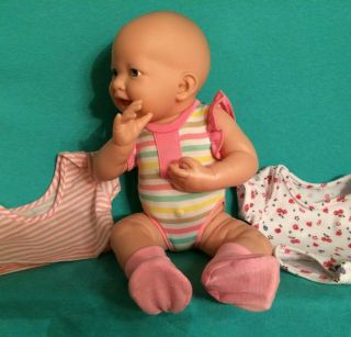 Adorable Happy 15 " Jointed Vtg Vinyl Baby Girl Doll W/ Clothes For Play/ Reborn