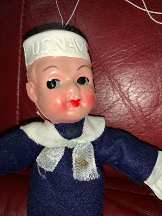 Vintage Navy Sailor Boy Doll 1940’s Celluloid Head Cloth 8 1/2” Made In Japan