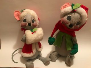 Annalee Christmas Mouse Mice Set Of 2 Large 12 "