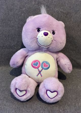 Care Bears Share Bear 13 " Inches - Glow In The Dark - Lollipop Heart Purple 2003