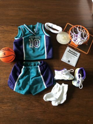 American Girl Pleasant Company Teal Purple Basketball Outfit And Hoop