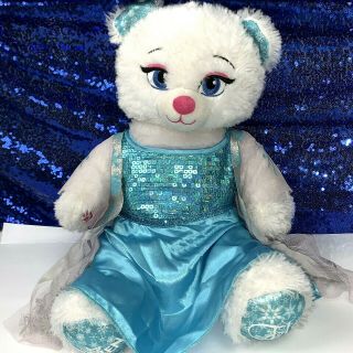 Build A Bear Babw Disney Frozen Elsa White Cat Sparkle Plush 18 " Stuffed Animal