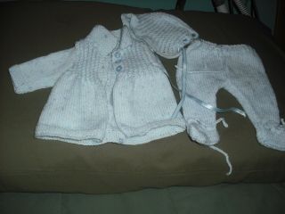 3 Piece Hand Knit Sweater Set Size Preemie