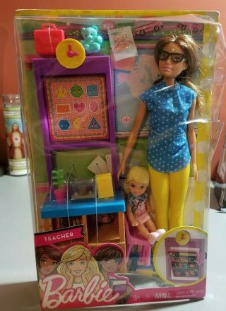 Never Opened Mattel Career Playset Teacher Barbie Doll With Child Doll N Playset
