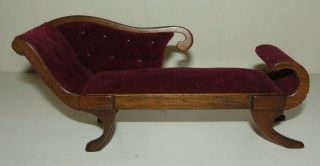 Sonia Messer Velvet Tufted Chaise Lounge Sofa Couch Burgundy