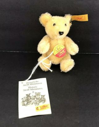 Steiff 4” Miniature Mohair Jointed Teddy Bear 030574 All Id’s.