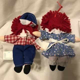 Applause Raggedy Ann & Andy cloth stuffed Dolls 2001 mini ornaments 6 