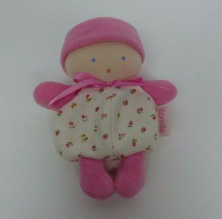 Corolle Small Rattle Doll Baby Floral Print Bean Bag Plush Girl