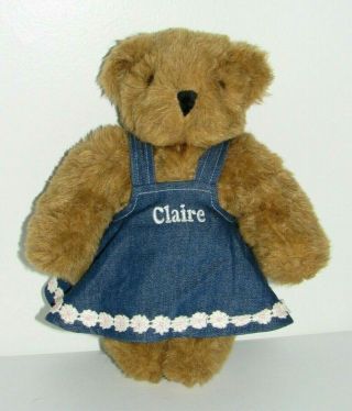 Vermont Teddy Bear Plush Movable Arms Legs Embroidered Personalized Claire Brown