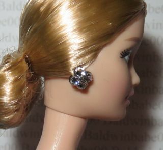 Jewelry Barbie Doll Oscar De La Renta Bride Faux Diamond Silver Earrings