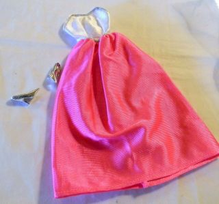 Barbie Doll Purple Tag Gown Bright Pink Bottom White Top,  Shoes
