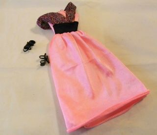 Barbie Doll Black Tag Pink Gown Black Trim Dark Colored Bodice,  Shoes