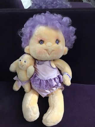Vintage Kenner Hugga Bunch Impkins Plush Doll Purple Hair W/ Baby Nuzzler 1985
