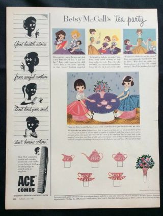 Vintage Betsy Mccall Mag.  Paper Dolls,  Betsy Mccall’s Tea Party,  July 1957