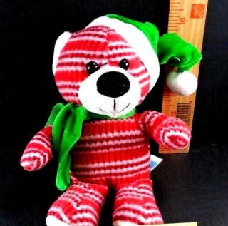Plush Stuffed Animal Christmas Teddy Bear Toy Holiday Candy Cane Design 9 " Kids