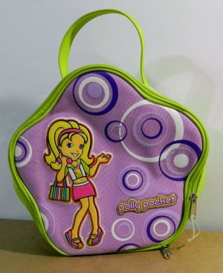 Polly Pocket Doll Toy Storage Carry Case Bag Organizer Green Pink Travel Zipper