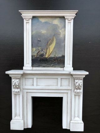 Dollhouse Miniature Artisan Fireplace Overmantle Set - 1/12 Scale