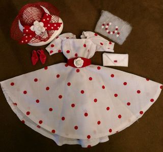 Vintage Barbie Clone White With Red Polka Dot Full Dress