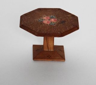 Vintage Wooden Hand Painted Doll House Octagonal Kitchen Table Dollhouse Dining