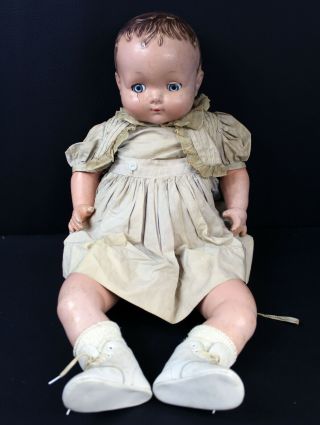 Composition Effanbee Baby Bright Eyes 22in Doll Cloth Body Tlc Cond Needs Restor