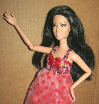 Raquelle Black Hair Red Lips Dress Articulate Barbie Doll Fashionista Dreamhouse
