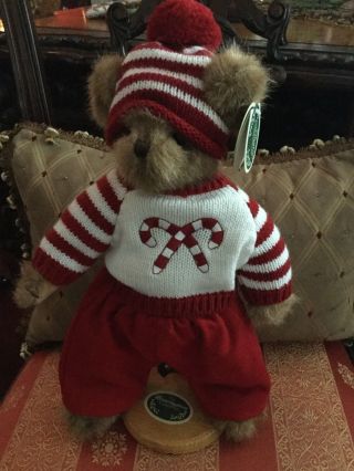 Bearington Bears " Conner Candy Cane " 14 " Bear W/stand Christmas Htf All Tags Wow