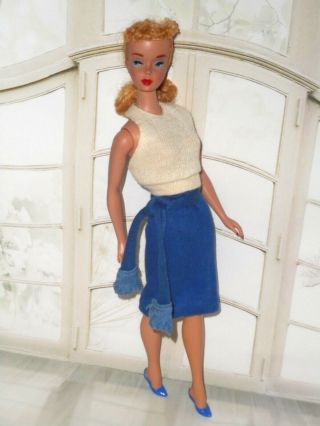 Vintage Barbie Htf Pak Blue Fringe End Tie Belt Knit Skirt Mood For Music Halter