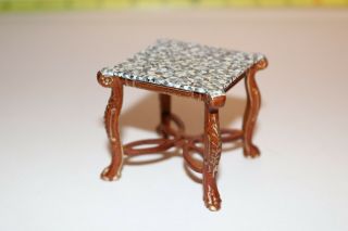 Bespaq ? Table Jia Yi ? Dollhouse Miniature " Stone Top Style " Carved Leg 1/12