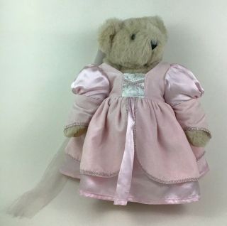 Vermont Teddy Princess Bear Light Tan 14 " Jointed Bear Plush Stuffed Toy