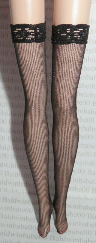 Lingerie Barbie Doll Silkstone Model Life Black Thigh High Stockings Pantyhose