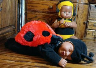 Anne Geddes Ladybug & Bumble Bee Baby Dolls African American Black