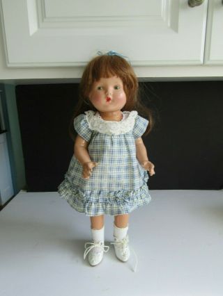 Vtg Composition Patsy Style Doll Tin Eyes,  Lovely Clothes 16 " Tall