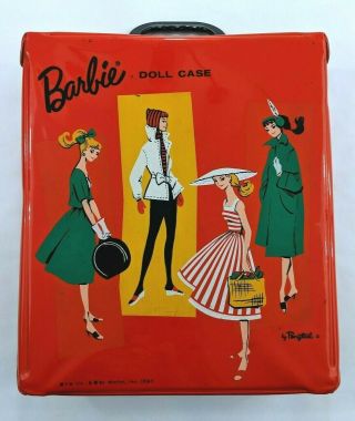Barbie Doll Carrying Case Mattel Ponytail 1961 Drawer Handle Vintage 1960s Red