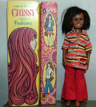 1969 Ideal Crissy Family Doll Black African American With Case Please Read
