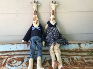 Handmade Judy Wachlin Animal Doll Set,  Giraffes Vintage,  Collectors,  Signed