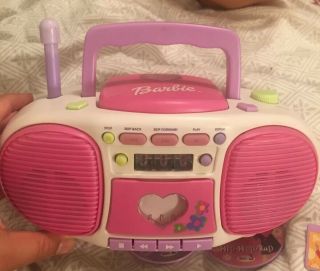 2000 Vintage Mattel Barbie Dance With Me Boombox With Toy Cds & Cassettes
