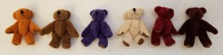 Russ Miniature Teddy Bears Jointed Set Of 6