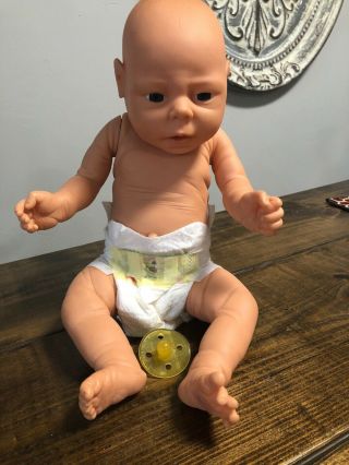 Vtg Jesmar Anatomically Correct Newborn Baby Boy Doll Vinyl 18 " Reborn Fast Ship