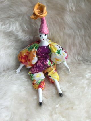 Artisan Made French Rigodon Poupee Millet Doll Small Floral Porcelain Rose Hat